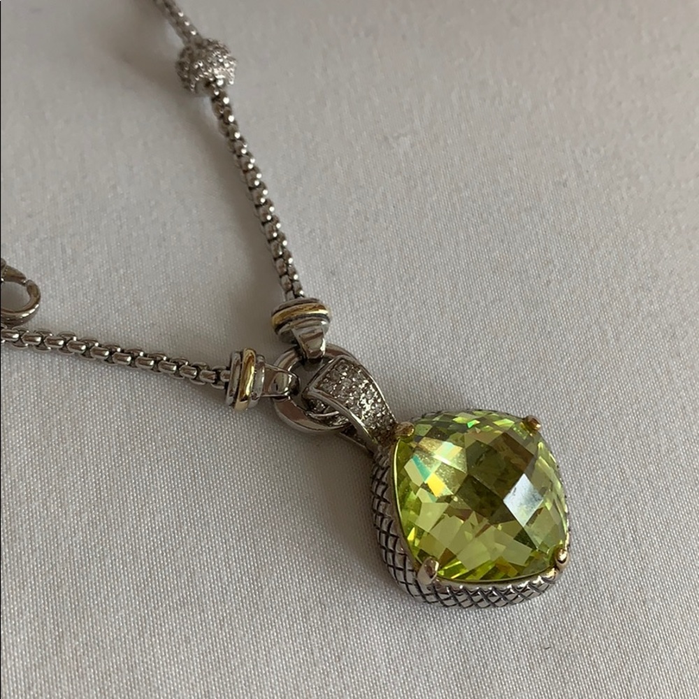 Lime green/silver necklace similar to David Yurman